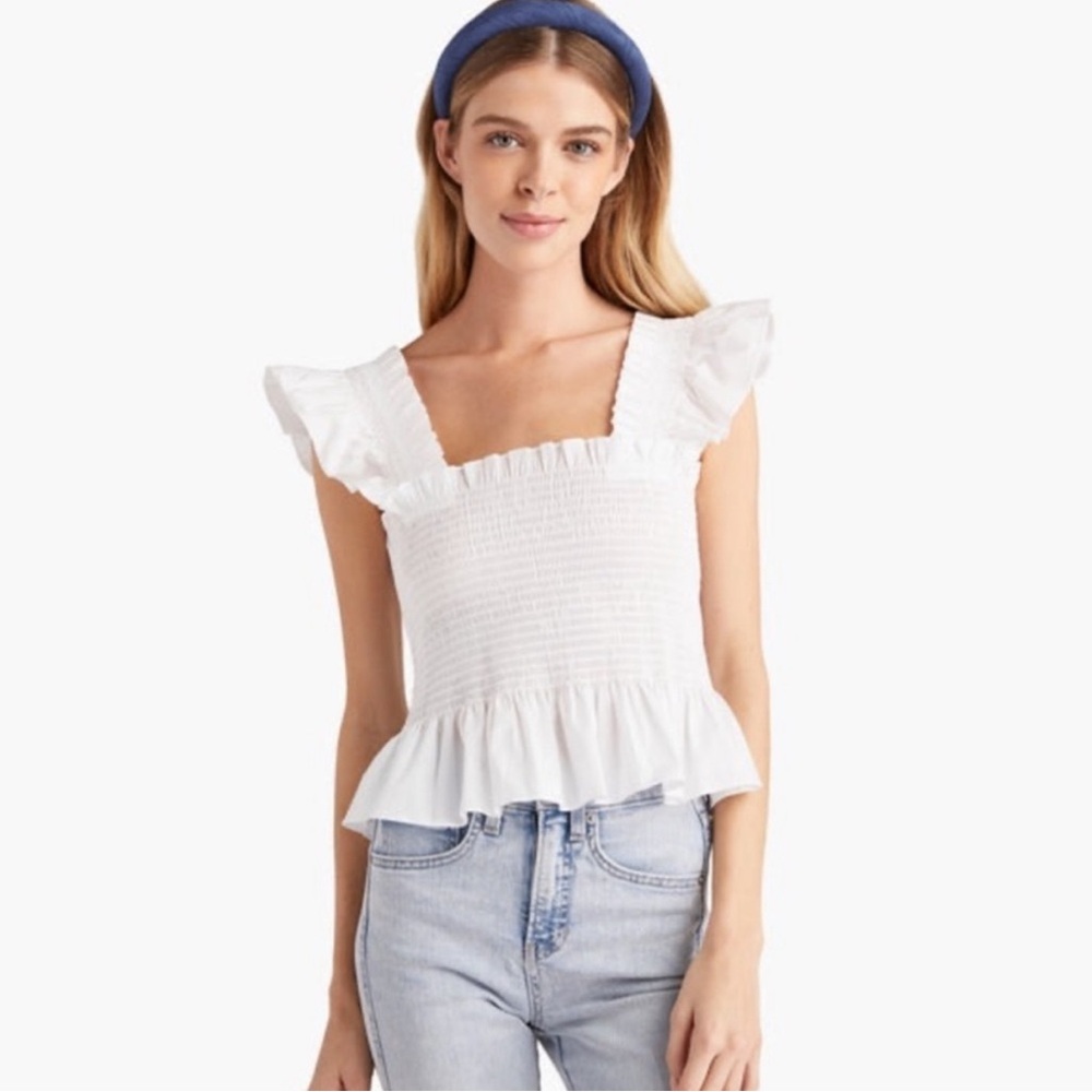 Hill House Paz White Linen Top - size L